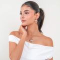 Anti-Tarnish Round Scalloped Filigree 925 Sterling Silver Rose Gold Pendant Set with Drop Earrings (Pendant & Earrings Only)