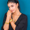 Traditional Gold-Plated Openwork Floral Kada Bangles for Women