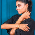 Traditional Textured Spiral Gold-Tone Bangle Pair for Women