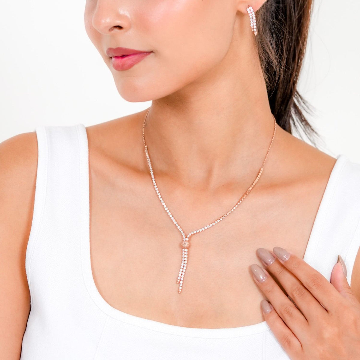 Lariat Necklace Set (Necklace with Matching Drop Earrings)