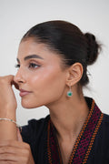 Handcrafted 925 Silver Green Gemstone Circular Drop Earrings