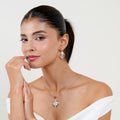 Anti-Tarnish Vintage Filigree 925 Sterling Silver Rose Gold Pendant Set with Drop Earrings (Pendant & Earrings Only)