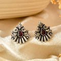 Handcrafted 925 Silver Pink Stone Sunflower Stud Earrings