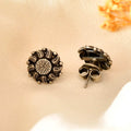 Handcrafted 925 Silver Textured Floral Sunflower Stud Earrings