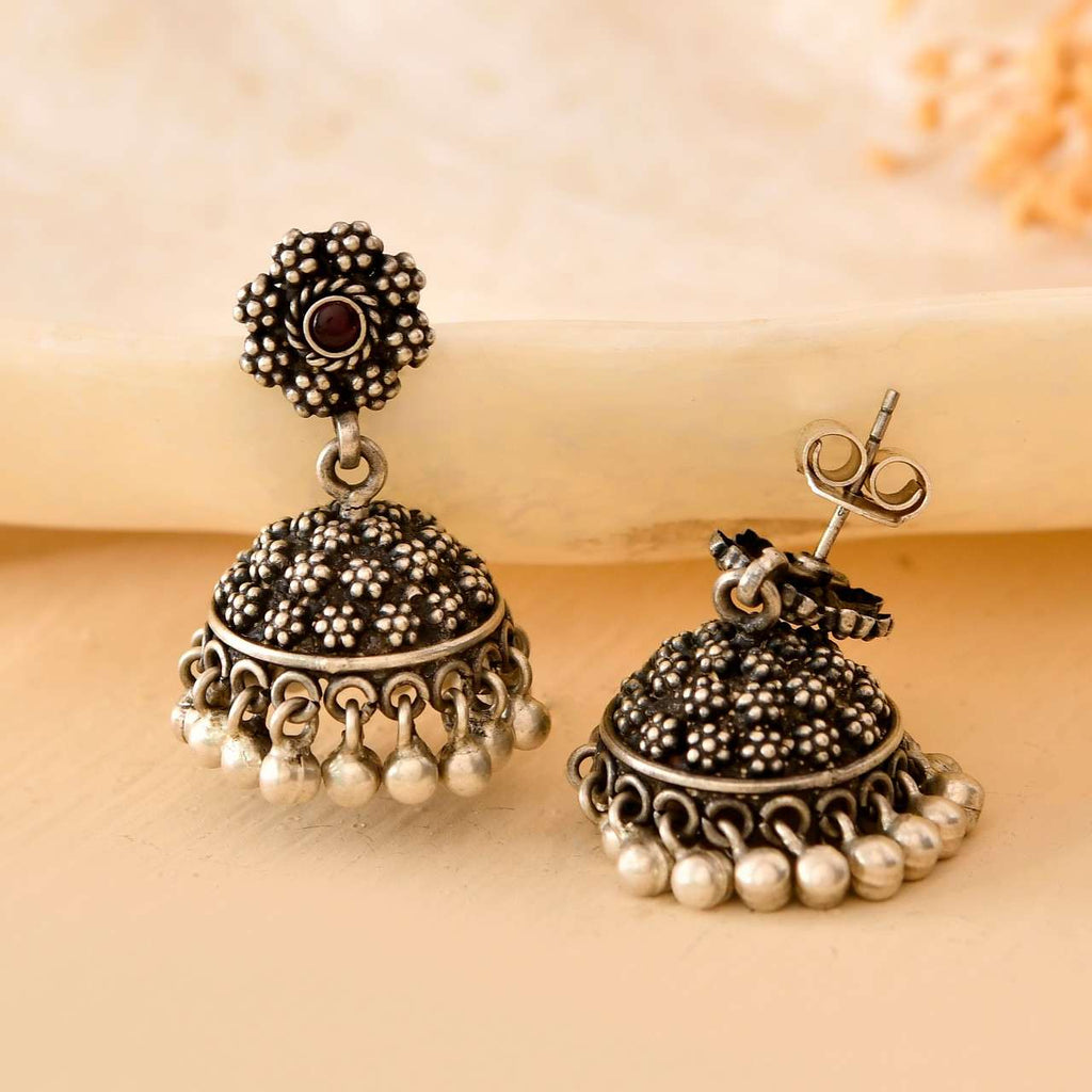 Handcrafted 925 Silver Pink Stone Sunflower Stud Earrings