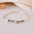 Ornate Round Bead Silver Bangle
