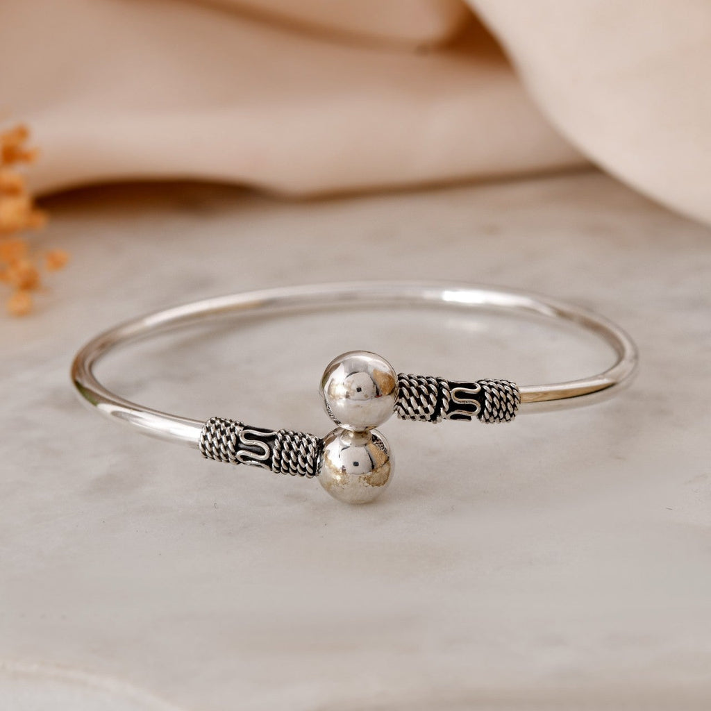 Dual Bead Oxidised Silver Bracelet