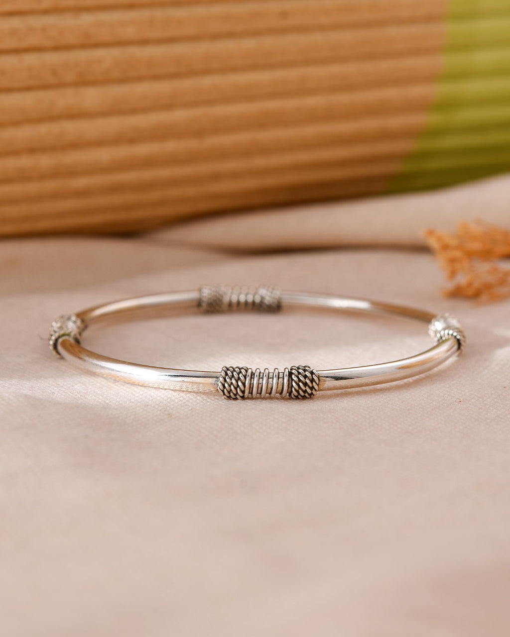 Textured Minimalist Silver Bangle