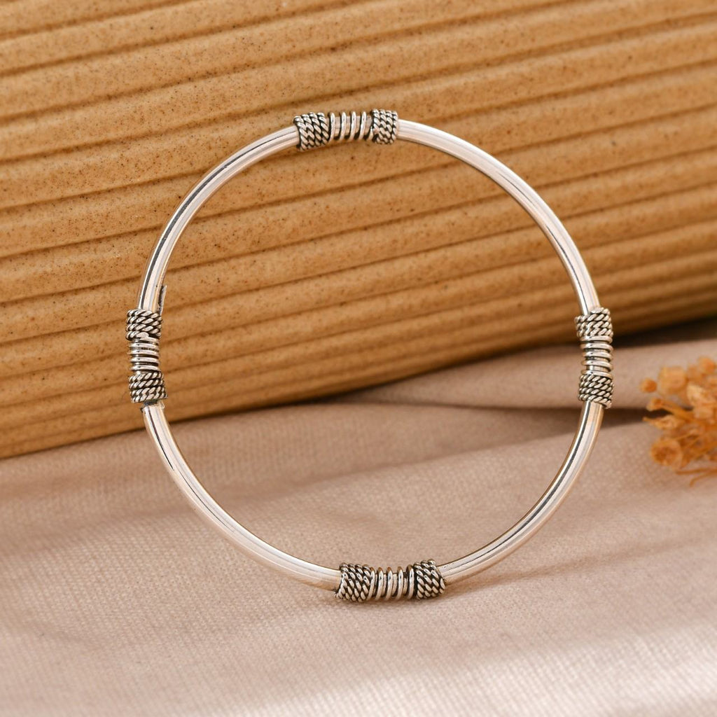 Textured Minimalist Silver Bangle