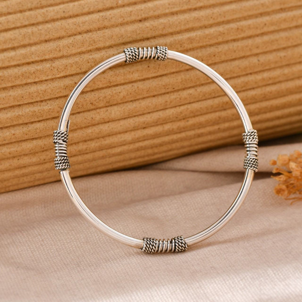 Textured Minimalist Silver Bangle