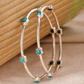 Square Turquoise Stone Silver Bangle