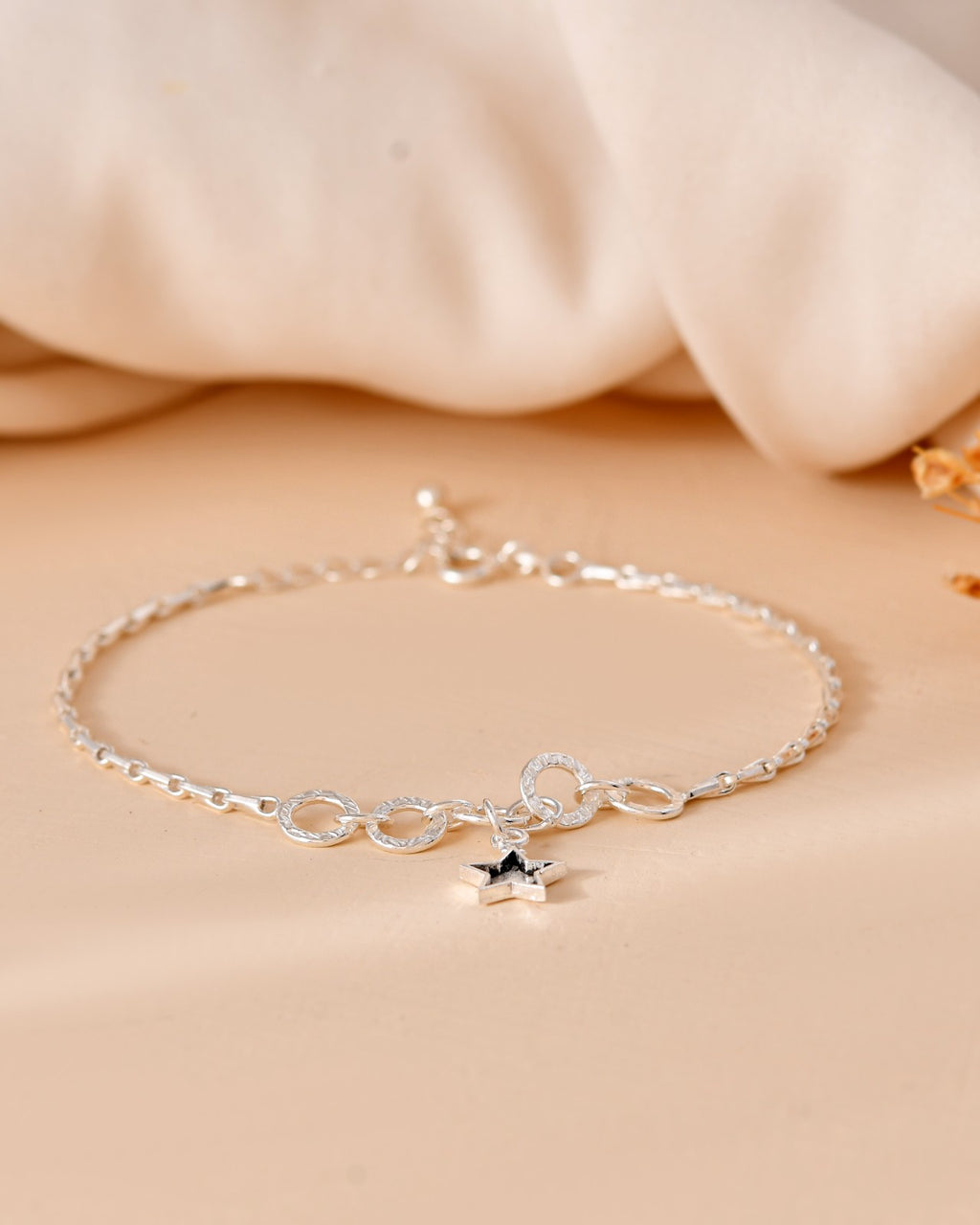 Star Charm Link Silver Bracelet