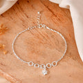 Floral Circle Link Silver Bracelet