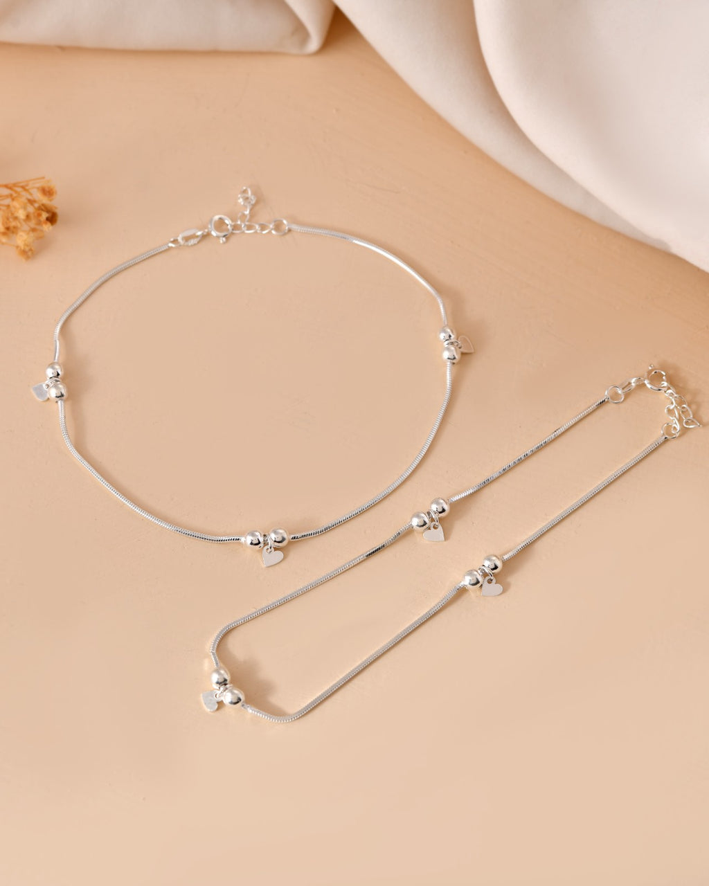 MInimal Silver Anklet With Delicate Centre Charm