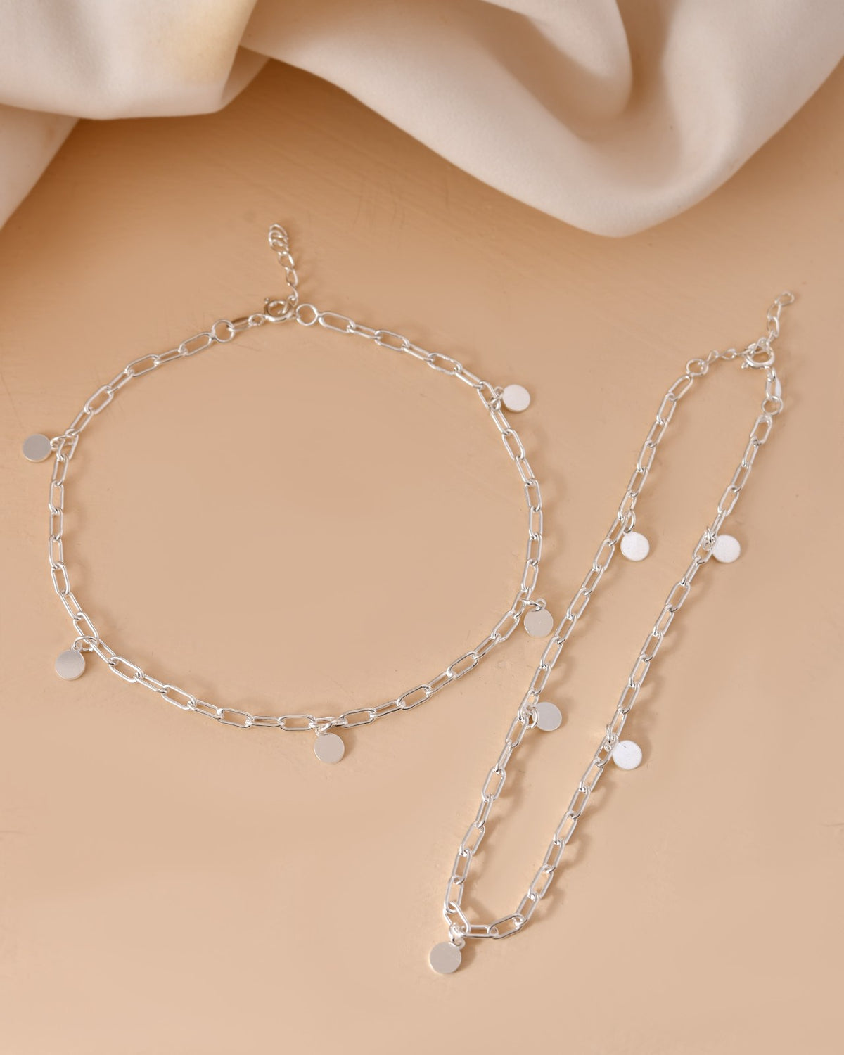 Disc Charm Link Chain Anklet