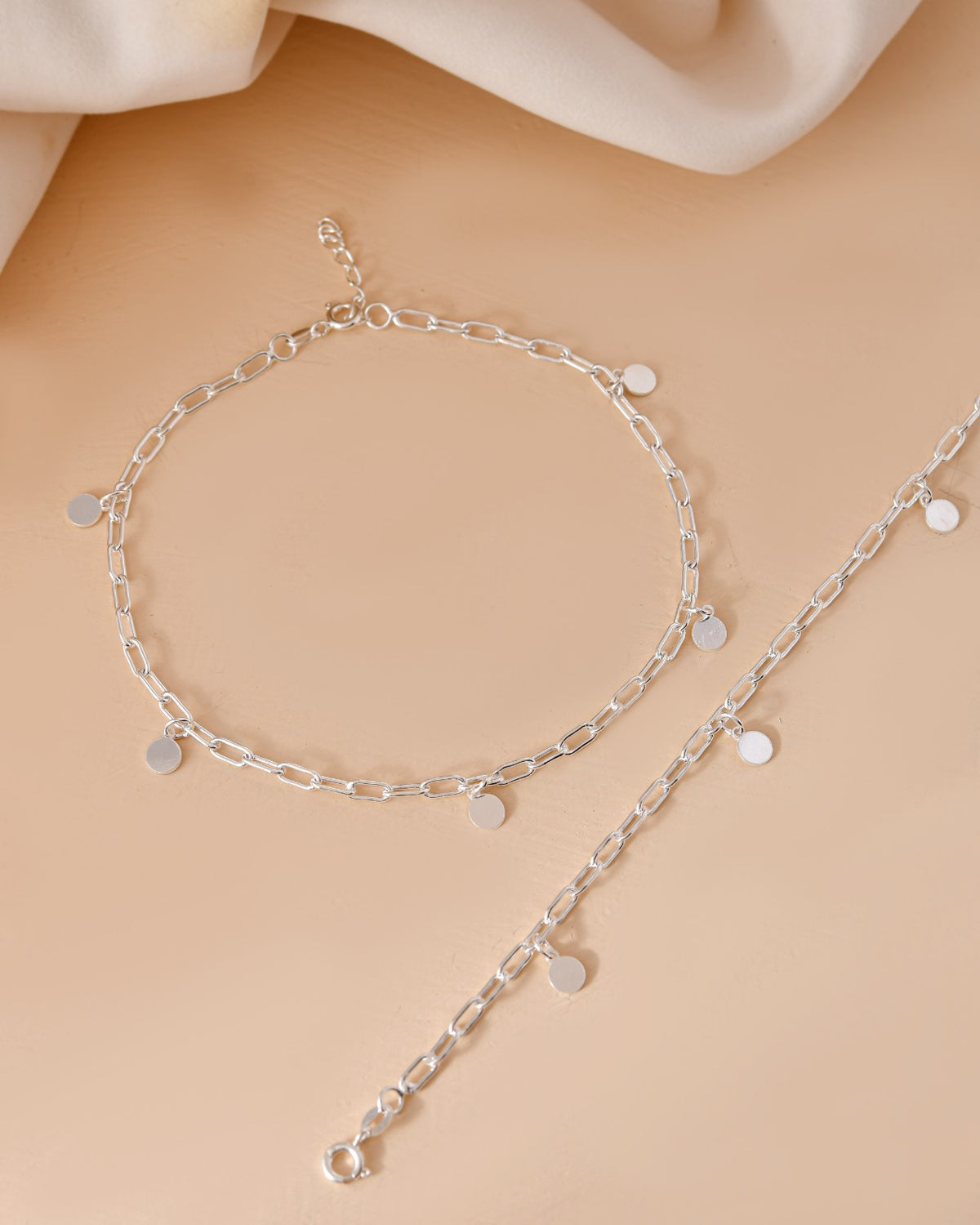 Disc Charm Link Chain Anklet