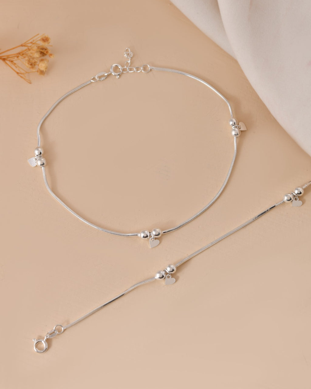 MInimal Silver Anklet With Delicate Centre Charm