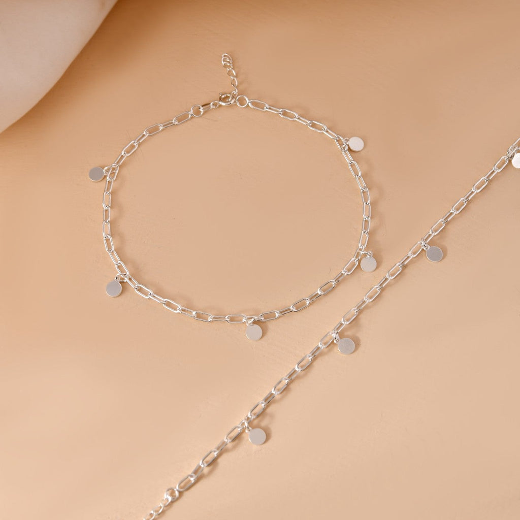 Disc Charm Link Chain Anklet