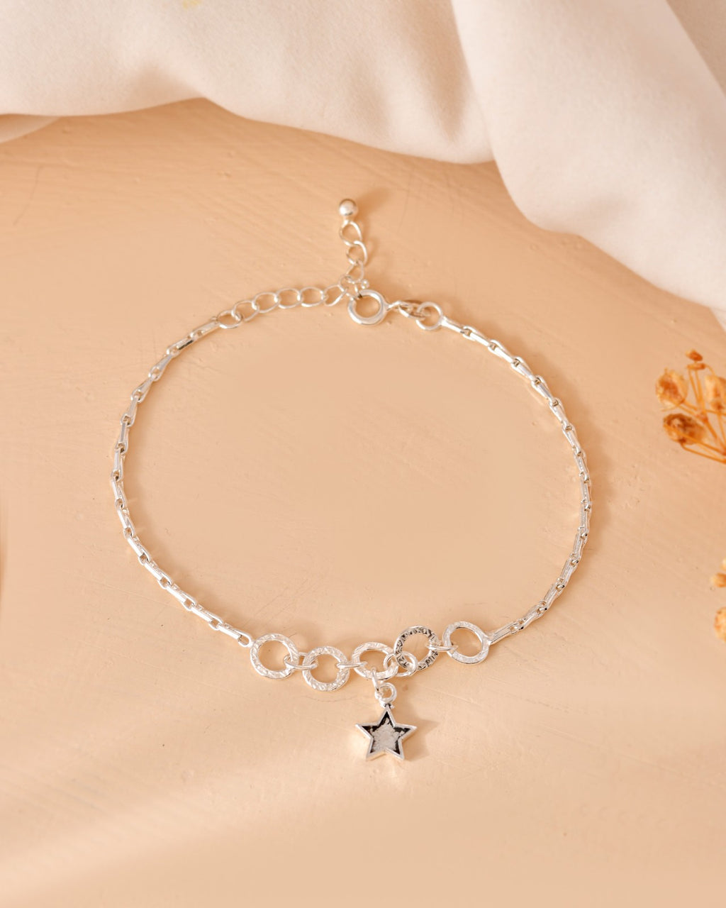 Star Charm Link Silver Bracelet