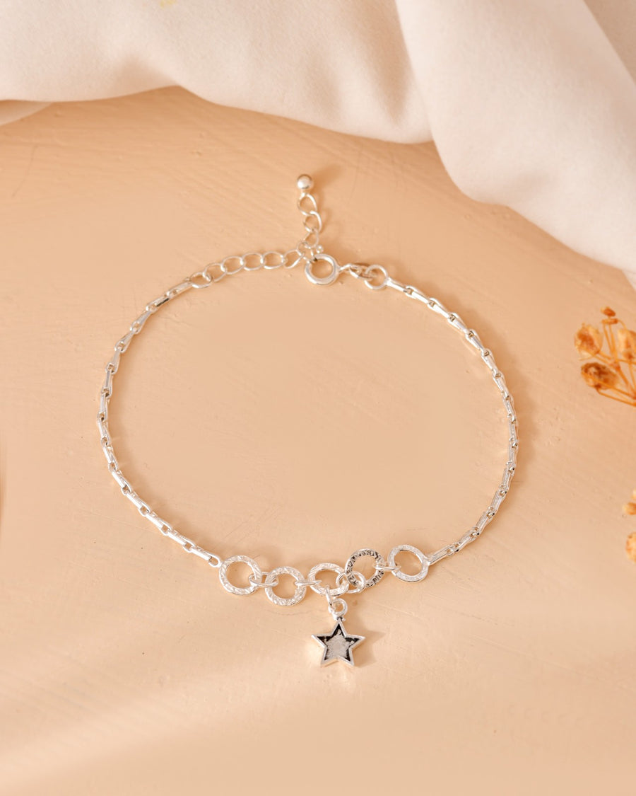 Star Charm Link Silver Bracelet