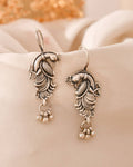 Antique Oxidised 925 Sterling Silver Peacock Drop Earrings