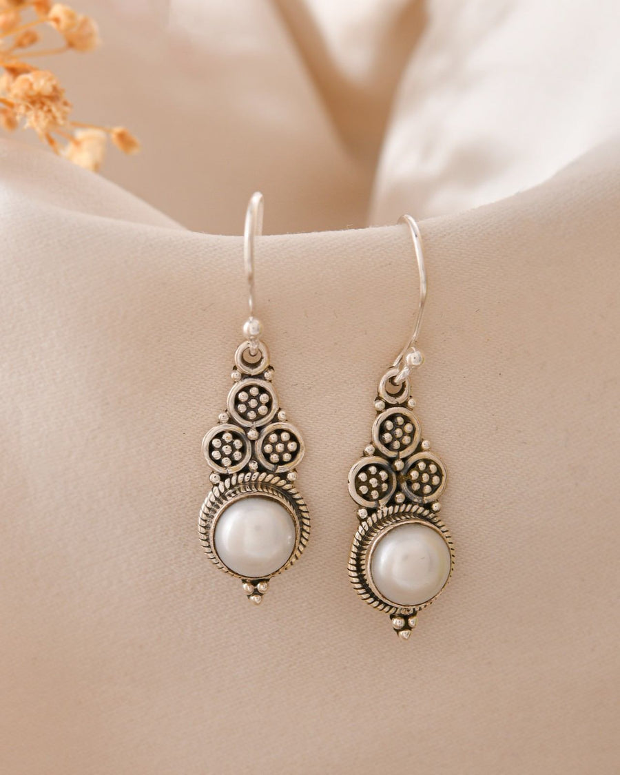 Handcrafted 925 Silver Pearl Tiered Drop Earrings