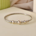 Triple Bead Textured Silver Bangle