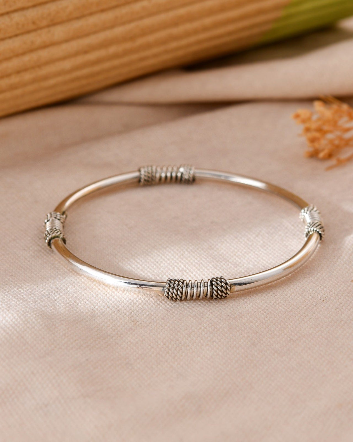 Textured Minimalist Silver Bangle