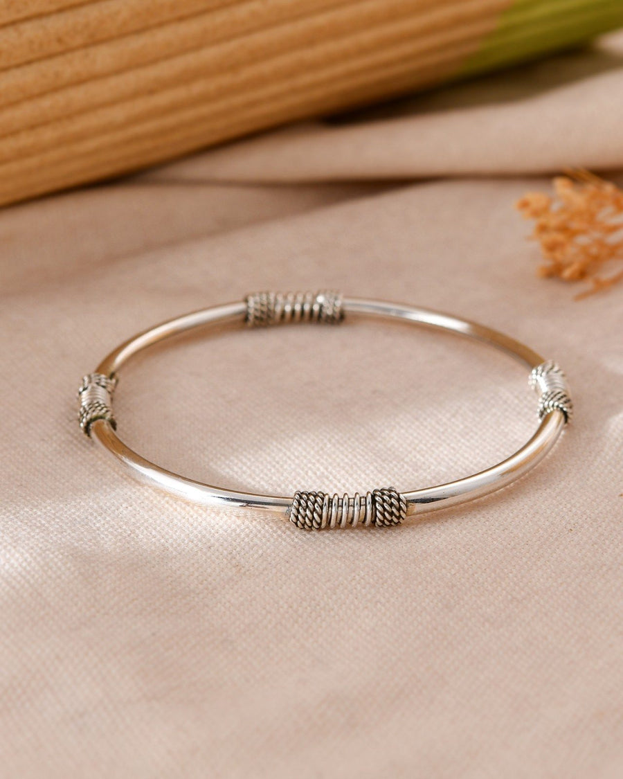 Textured Minimalist Silver Bangle